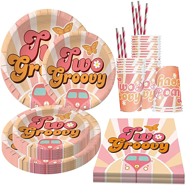 JRBEY Two Groovy Party SuppliesTwo Groovy Party Tableware Include